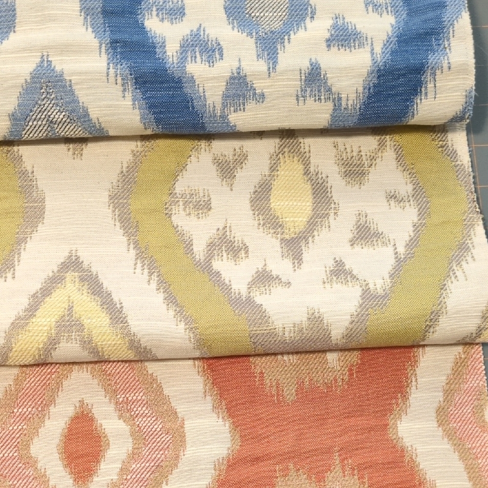 Thom Filicia Blue, Gold & Terracotta Patterned Fabric - 3 pieces - 18" x 18"